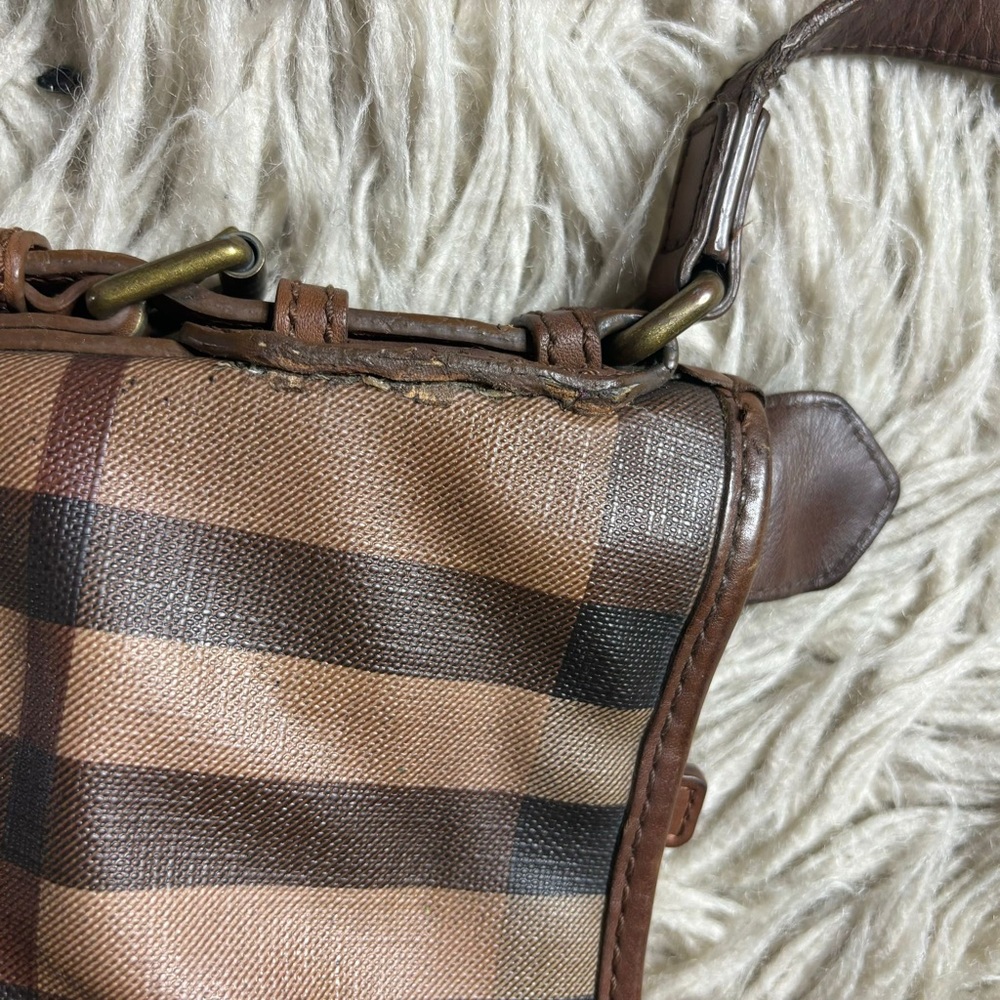 Burberry Brown Smoke House Check PVC and Leather Crossbody Bag - Picture 5 of 16
